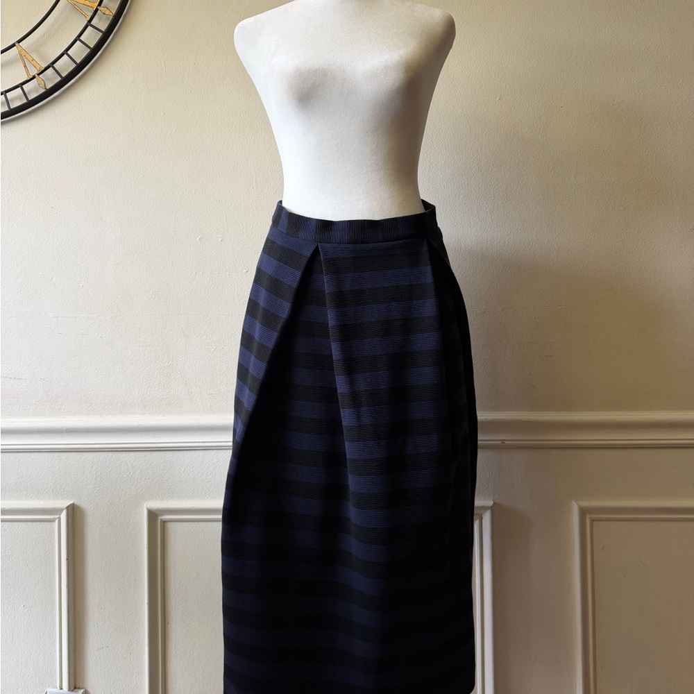 Boden Elegant Black and Blue Striped Skirt